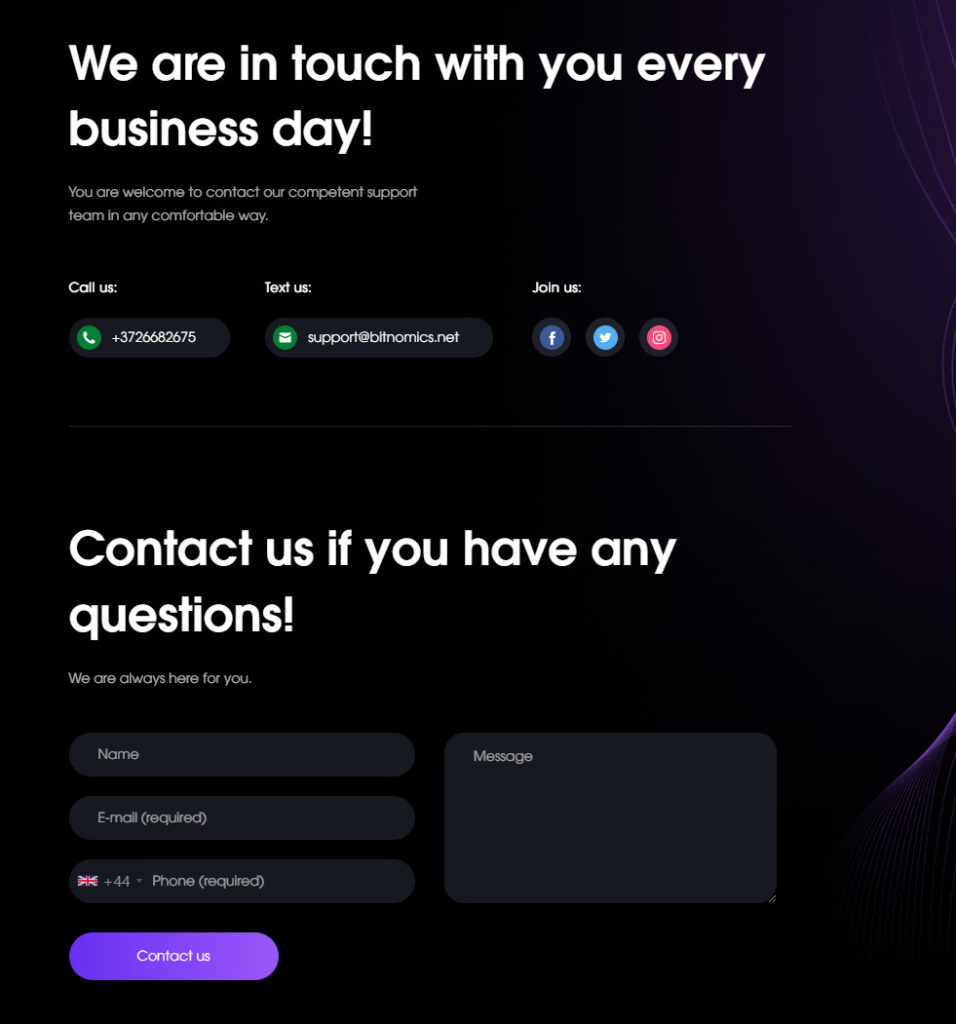Bitnomics contact details
