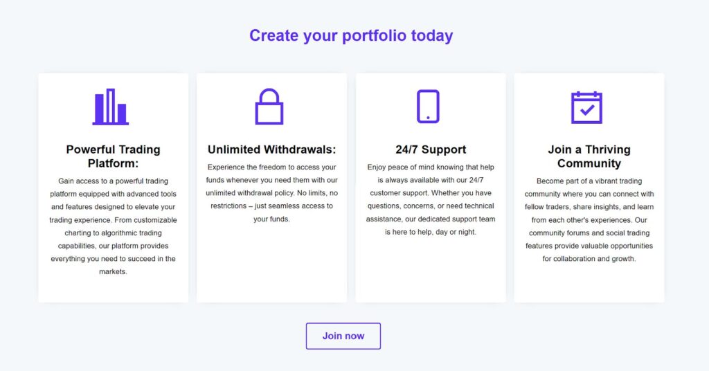 CW Management platform interface showing trading features and services