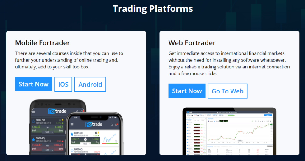 Fortrade account and platform overview